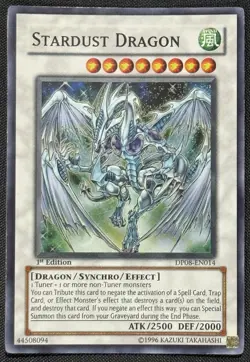 Yugioh Stardust Dragon 1st Edition Super Rare DP08-EN014 LP - Image 1
