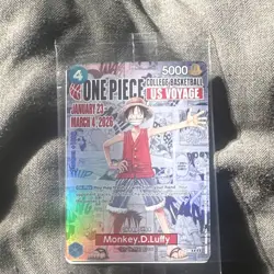 Bandai One Piece CCG Monkey D. Luffy US Voyage P-055 College Basketball - Image 2
