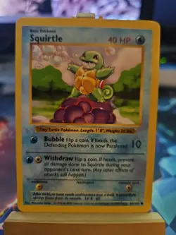 Pokemon Squirtle TCG Base Set Shadowless Common Card 63/102 NM - Image 1