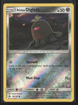 Alolan Diglett Common SM Base Set 86/149 NM Pokemon Card Reverse Holo - Image 1
