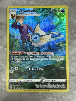 Vaporeon TG02/TG30 Trainer Gallery Holo Silver Tempest Pokemon Card MP - Image 1