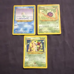 Vintage 2001 Pokemon TCG Neo Discovery 3 Card Lot Seel Venonat Ledyba - Image 1