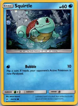 Squirtle 33/214 - SM - Unbroken Bonds Pokemon NM Reverse Holo - Image 1