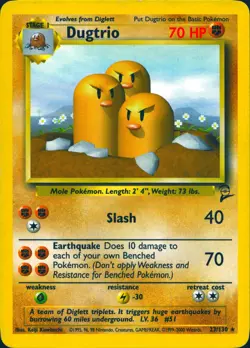 DUGTRIO 23/130 RARE BASE SET 2 POKEMON MP - Image 1