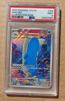 2025 Pokemon JTG EN Illustration Rare #162 Wailord Mint PSA 9 - Image 1