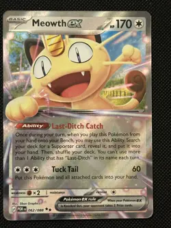 Pokemon Meowth ex 062/088 Me03: Perfect Order Holo TCG NM Double Rare - Image 1