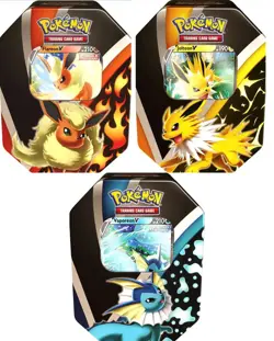 Set Of 3 Pokemon TCG Jolteon V Flareon V Vaporeon V Tins Sealed Eeveelutions 820650829055 - Image 1