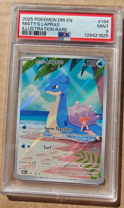 2025 Pokemon DRI EN Misty's Lapras Illustration Rare #194 PSA 9 MINT - Image 1