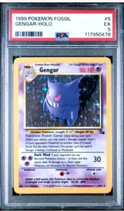 1999 POKEMON FOSSIL #5 GENGAR-HOLO PSA 5 - Image 1