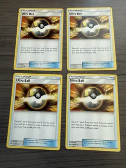 Pokemon TCG Trainer Ultra Ball 135/149 Set Of 4 Sun And Moon LP - Image 1