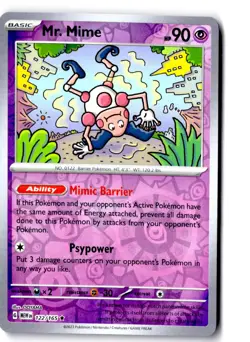 Mr. Mime 122/165 151 Pokemon Reverse Holo LP - Image 1