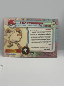 Pokemon Topps Primeape #57 Non Holo Black Logo - Pokemon Card - Image 2
