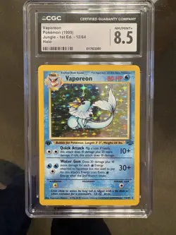1999 Pokemon TCG Jungle Vaporeon Holo 1st Edition CGC 8.5 12/64 Card Stock - Image 1