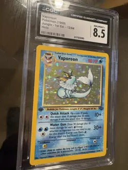 1999 Pokemon TCG Jungle Vaporeon Holo 1st Edition CGC 8.5 12/64 Card Stock - Image 3