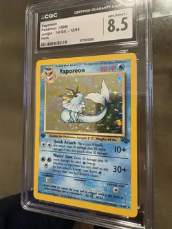 1999 Pokemon TCG Jungle Vaporeon Holo 1st Edition CGC 8.5 12/64 Card Stock - Image 4