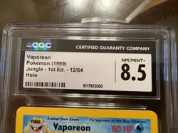 1999 Pokemon TCG Jungle Vaporeon Holo 1st Edition CGC 8.5 12/64 Card Stock - Image 5