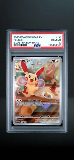 Pokemon TCG Plusle Illustration Rare 193/182 Paradox Rift Holo PSA 10 2023 - Image 1