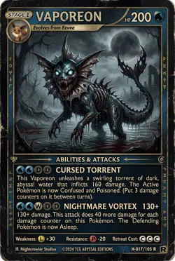 Pokemon Vaporeon Horror Custom Card - Image 1