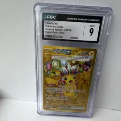 Pokemon Pikachu ex Hyper Rare Holo 247/191 Sv08 Surging Sparks CGC 9 HP 200 - Image 1