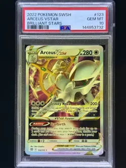 2022 Pokemon Brilliant Stars #123 Arceus Vstar Brilliant Stars PSA 10 - Image 1