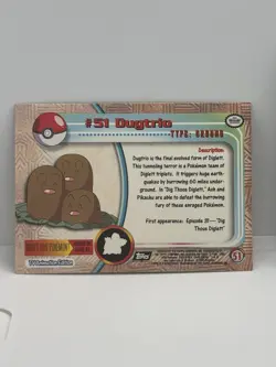 Dugtrio #51 Topps Series 1 Non-Holo Black Logo Pokemon TCG NM - Image 2