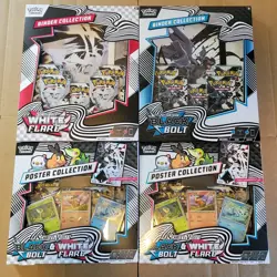 Pokemon Black Bolt & White Flare Binder Collections & 2 Unova Poster Collections - Image 1