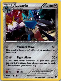 Lucario 63/124 Holo Rare Fates Collide Pokemon Holo Lightly Played - Image 1