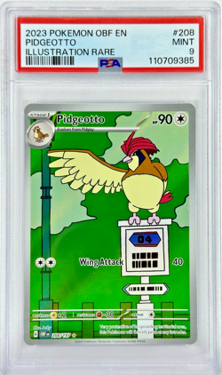 PSA 9 Pidgeotto #208 IR - 2023 Pokemon Sv03 Obsidian Flames 208/197 - Image 1