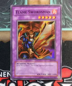 Yugioh Flame Swordsman LOB-003 Super Rare LP - Image 1