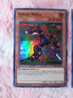 2X Yu-gi-oh! Strike Ninja SHVA-EN021 Super Rare 1st Edition Shadows in Valhalla - Image 2