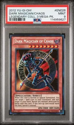 2012 Yu-Gi-Oh! Dark Magician of Chaos LCYW-EN026 Secret Rare PSA 9 MINT - Image 1