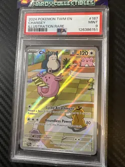 Chansey Twilight Masquerade #187/167 Illustration Rare Pokemon PSA 9 MINT 2024 - Image 2