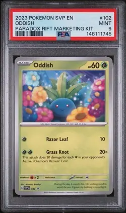 Pokemon TCG Oddish Pokemon Svp En-Sv Black Star Promo 102 PSA 9 - Image 1