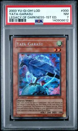 2003 Yu-Gi-Oh! Yata-Garasu Legacy of Darkness LOD 1st Edition Secret Rare PSA 7 - Image 1