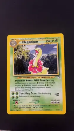 Pokemon TCG Meganium Neo Genesis Holo Rare Card #11/111 LP Condition - Image 1