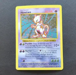 Pokemon Mewtwo Holo Rare 60 HP Basic Base Set Shadowless Unlimited 010/102 Card - Image 1