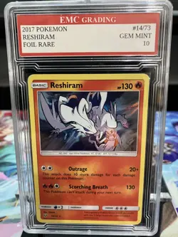RESHIRAM # 14/73 RARE FOIL Pokemon 2017 Card GRADED 10 MINT TCG CCG - Image 1