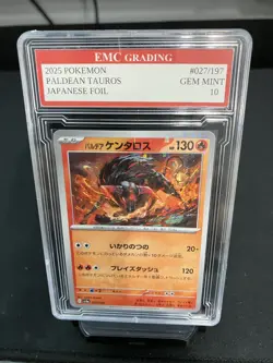 PALDEAN TAUROS #027/197 FOIL Pokemon 2025 Card GRADED 10 MINT TCG JAPANESE - Image 1