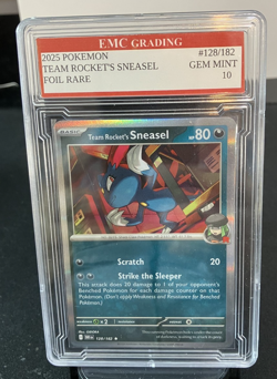 TEAM ROCKET'S SNEASEL HOLO FOIL 2025 Pokemon RARE #162/182 Card GRADED 10 MINT - Image 1