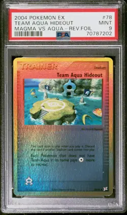 2004 Pokemon Team Aqua Hideout 78 EX Magma vs Aqua Reverse Holo Card PSA 9 Mint - Image 1