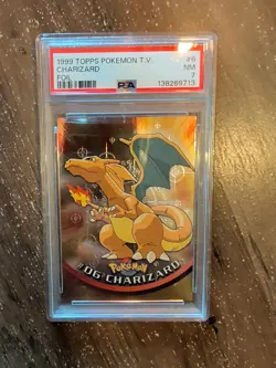 1999 Topps Pokemon TV Foil #6 Charizard Trading Card PSA 7 - Image 1