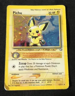 Pokemon 2000 Pichu Neo Genesis Holo Card 12/111 HP / DAMAGED - Image 1