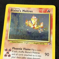 Pokemon 2000 Blaine's Moltres Gym Heroes Holo Card 1/132 MP - Image 3