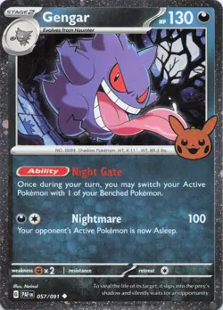 Pokemon Gengar 057/091 HOLO 2024 Trick or Trade Booster Card NM - Image 1