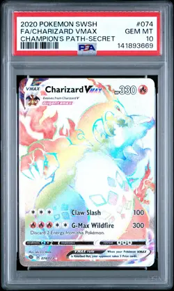2020 POKEMON SWORD & SHIELD CHAMP'S PATH SECRET FULL ART/CHARIZARD VMAX PSA 10 - Image 1