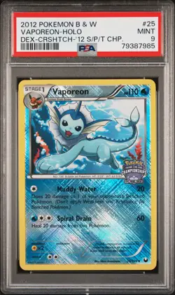 2012 Pokemon B&W Dark Explorers - Vaporeon #25 Crosshatch Championship - PSA9 - Image 3