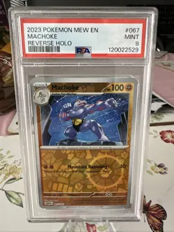 PSA 9 POKEMON MEW EN-151 #067 MACHOKE REVERSE HOLO 2023 - Image 1