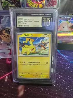 CGC PRISTINE 10 Pikachu 120/SV-P Promo Japanese Pokemon Card Gym Event Campaign - Image 1