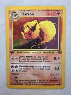 1999 FLAREON HOLO RARE 1ST EDITION 3/64 Vintage Pokemon Jungle WOTC F2 - Image 1