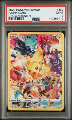 PSA 9 - PIKACHU - 160/159 SWORD SHIELD CROWN ZENITH POKEMON - Image 1